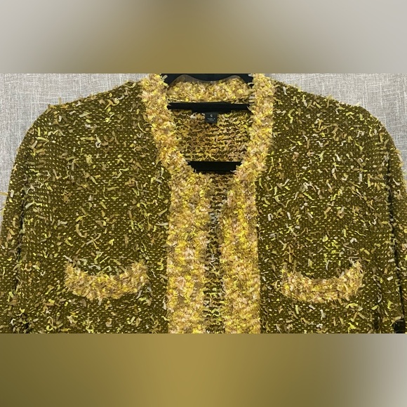 New”J.Crew open-front cropped jacket/sweater-SMALL- in gold tweed-not lined - Picture 3 of 8
